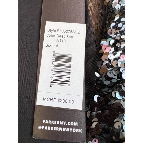 Parker Black Size S Sequin Sleeveless Mesh Cocktail Prom Dress NWT - Picture 12 of 15